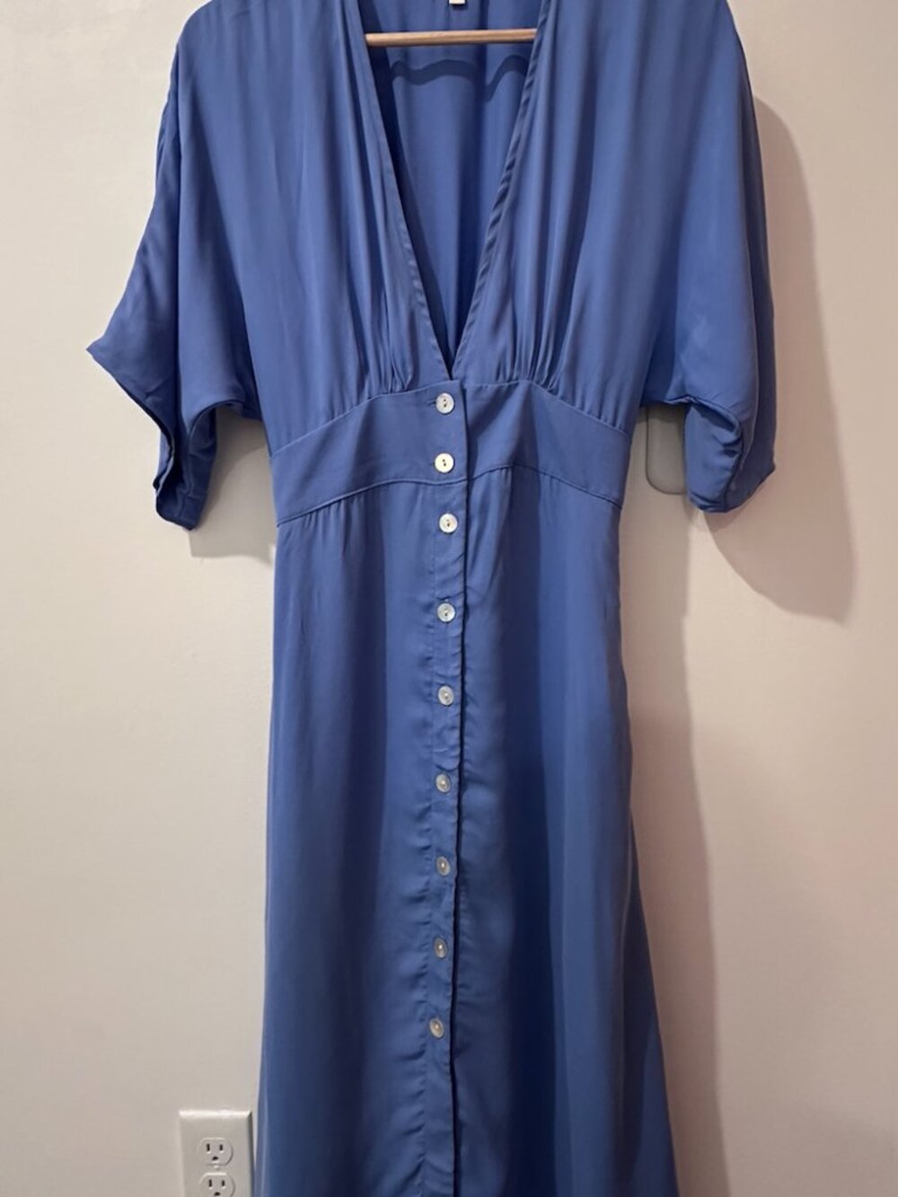 Field Day Blue Silk Midi Dress with Pockets 💙 | XS | Like New